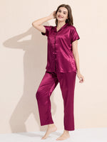 Load image into Gallery viewer, Women's Satin Shirt Collar Lounge Set