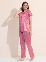 Load image into Gallery viewer, Women's Satin Shirt Collar Lounge Set