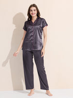 Load image into Gallery viewer, Women's Satin Shirt Collar Lounge Set