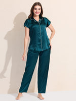 Load image into Gallery viewer, Women's Satin Shirt Collar Lounge Set
