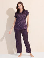Load image into Gallery viewer, Women's Satin Shirt Collar Lounge Set