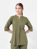 Load image into Gallery viewer, Women's Olive green Sofiya Linen Co-ord set