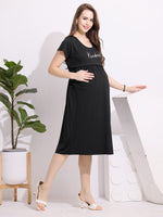 Load image into Gallery viewer, Arela Black Maternity Nightdress
