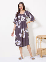 Load image into Gallery viewer, Women Tropical Leaf Print Maternity Dress with Feeding
