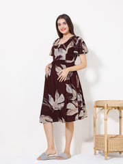Women Floral Print Maternity dress with Feeding