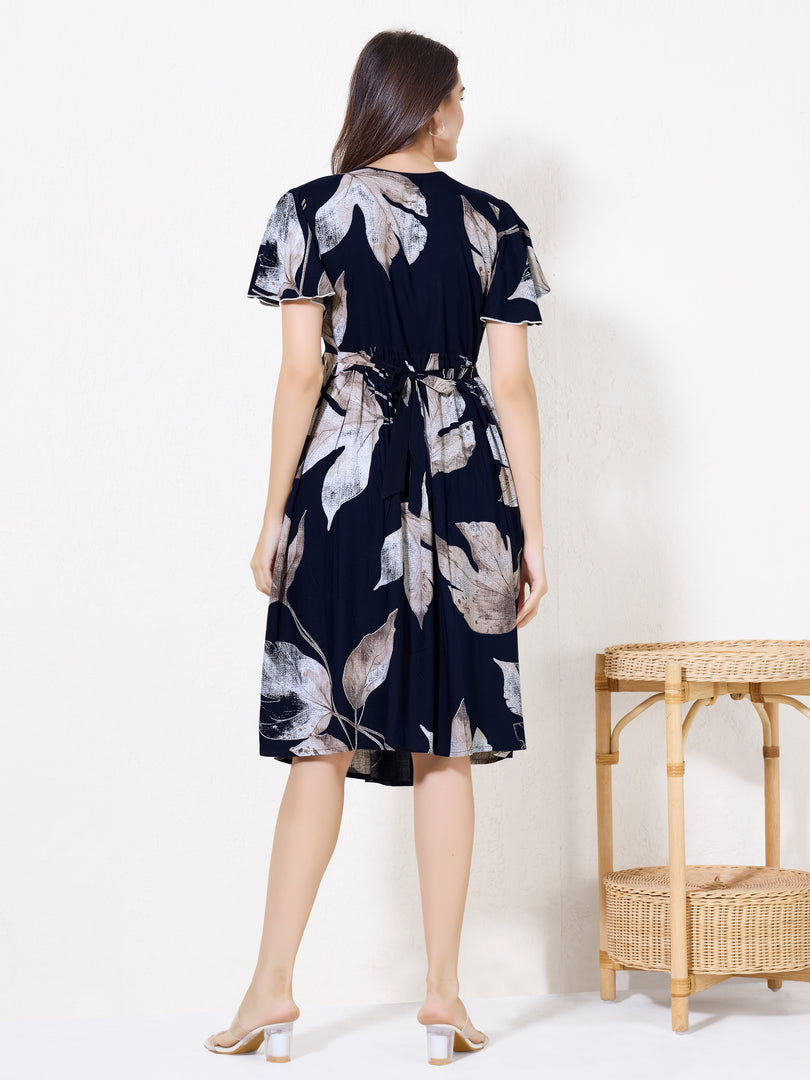 Women Floral Print Maternity dress with Feeding