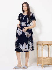 Women Floral Print Maternity dress with Feeding