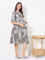 Load image into Gallery viewer, Women Abstract Print Materntiy Dress with Feeding
