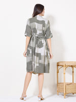 Load image into Gallery viewer, Women Abstract Print Materntiy Dress with Feeding
