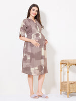 Load image into Gallery viewer, Women Abstract Print Materntiy Dress with Feeding
