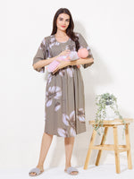 Load image into Gallery viewer, Women Tropical Leaf Print Maternity Dress with Feeding
