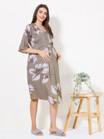 Load image into Gallery viewer, Women Tropical Leaf Print Maternity Dress with Feeding
