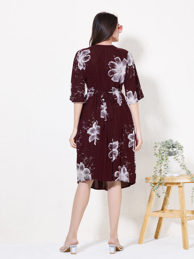 Women Floral Print Maternity dress with Feeding