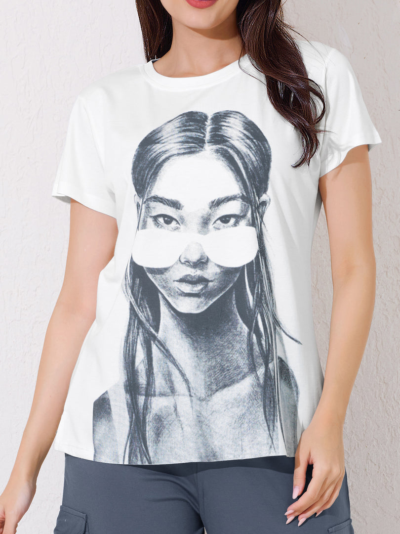Women's Graphic Print T-shirt with Grey Cargo Pants