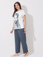 Load image into Gallery viewer, Women&#39;s Graphic Print T-shirt with Grey Cargo Pants

