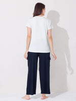 Load image into Gallery viewer, Women&#39;s Graphic Print T-shirt with Navy Blue Cargo Pants
