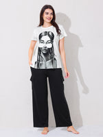 Load image into Gallery viewer, Women&#39;s Graphic Print T-shirt with Black Cargo Pants
