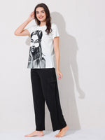 Load image into Gallery viewer, Women&#39;s Graphic Print T-shirt with Black Cargo Pants
