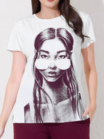Load image into Gallery viewer, Women&#39;s Graphic Print T-shirt with Maroon Cargo Pants
