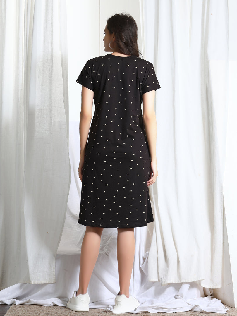 Arela Printed Women Hosiery Nightdress