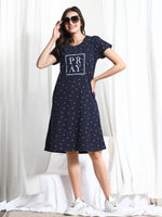 Load image into Gallery viewer, Arela Printed Women Hosiery Nightdress Blue

