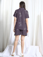 Load image into Gallery viewer, WOMEN SHIRT SHORT PANT NIGHT SUIT  Purple Rayon

