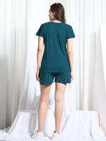 Load image into Gallery viewer, WOMEN SHIRT SHORT PANT Green Hosiery NIGHT SUIT
