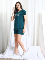 Load image into Gallery viewer, WOMEN SHIRT SHORT PANT Green Hosiery NIGHT SUIT
