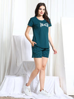 Load image into Gallery viewer, WOMEN SHIRT SHORT PANT Green Hosiery NIGHT SUIT
