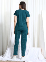 Load image into Gallery viewer, Women Printed Hosiery night suits Green
