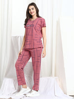 Load image into Gallery viewer, Women Printed Pink Hosiery night suits
