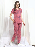 Load image into Gallery viewer, Women Printed Pink Hosiery night suits
