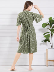 Arela Green Printed Maternity Nightdress