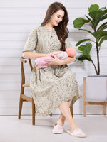 Load image into Gallery viewer, Arela Cream Printed Maternity Nightdress
