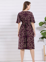 Arela Purple Printed Maternity Nightdress