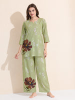 Load image into Gallery viewer, Arela Womens Green Floral Co-ord Set

