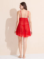 Load image into Gallery viewer, Women&#39;s Red Sheer Lace Babydoll
