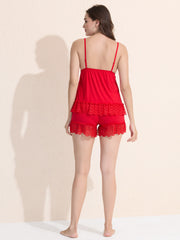 Women's Elegant Red Lace Baby Doll