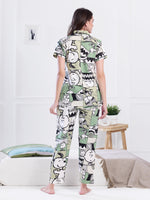 Load image into Gallery viewer, Women&#39;s Green Cartoon Print Night Suit
