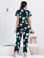 Load image into Gallery viewer, Women&#39;s Green Floral Print Nightsuit
