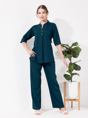 Women's Navy Blue Sofiya Linen Co-ord set