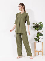 Load image into Gallery viewer, Women's Olive green Sofiya Linen Co-ord set