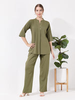 Load image into Gallery viewer, Women's Olive green Sofiya Linen Co-ord set