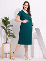 Load image into Gallery viewer, Arela Green Maternity Nightdress
