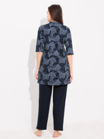 Load image into Gallery viewer, WOMEN Blue Top And Trouser Hosiery Night Suit
