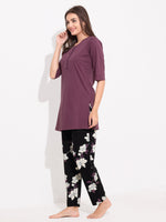 Load image into Gallery viewer, WOMEN Top And Trouser Hosiery Night Suit Purple
