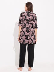 WOMEN Purple Top And Trouser Hosiery Night Suit