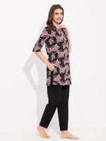 Load image into Gallery viewer, WOMEN Purple Top And Trouser Hosiery Night Suit
