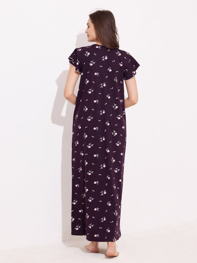 Arela Printed Comfartable Hosiery Nightdress
