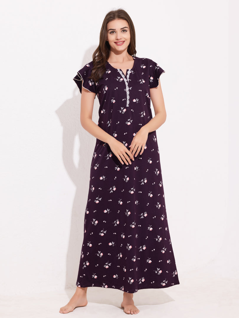 Arela Printed Comfartable Hosiery Nightdress